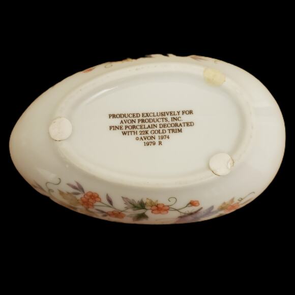 Floral Egg Fine Porcelain Jewelry Holder VTG Avon Decorated With 22K Gold Trim - Picture 6 of 7